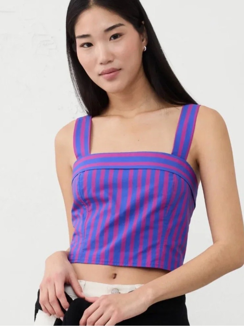 Banana Republic Women’s Purple & Pink Striped Square-Neck Crop Top